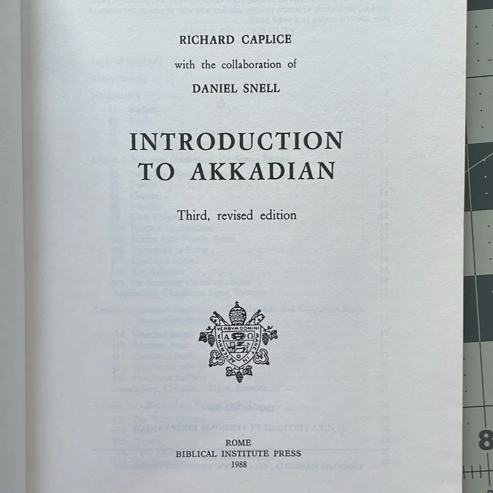 Introduction to Akkadian, 3rd revised ed. Richard Caprice & Daniel Snell, c1988